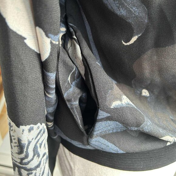 Vero Moda Black-Grey Floral Crepe Lined Bomber Jacket with Rib-Knit Trims – EU M - Picture 6 of 11